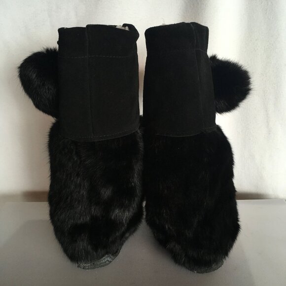Black Suede and Fur Moccasins - Like New - Picture 6 of 10